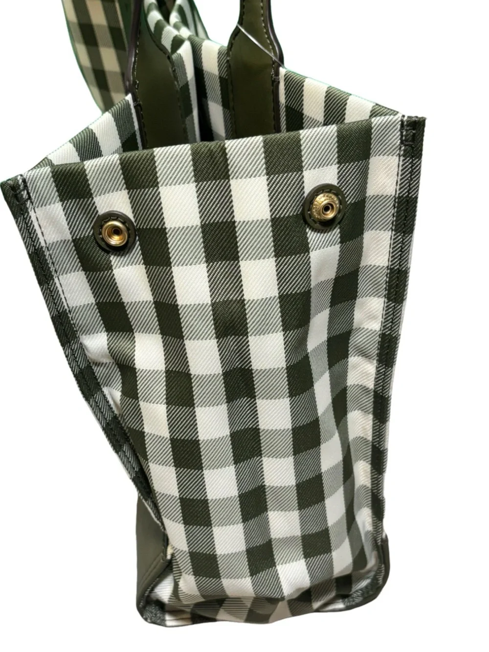 NWT Tory Burch Mini Ella Green and White Gingham Tote